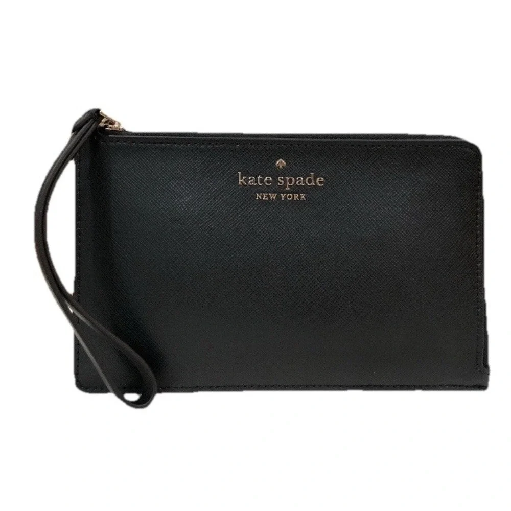 Kate Spade‎ Medium Wristlet Leather Wallet Black New